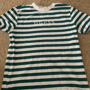 Guess green/white striped tee size - M